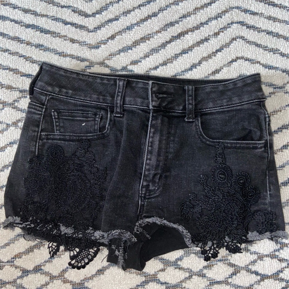 american eagle super super stretch hi rise shortie
